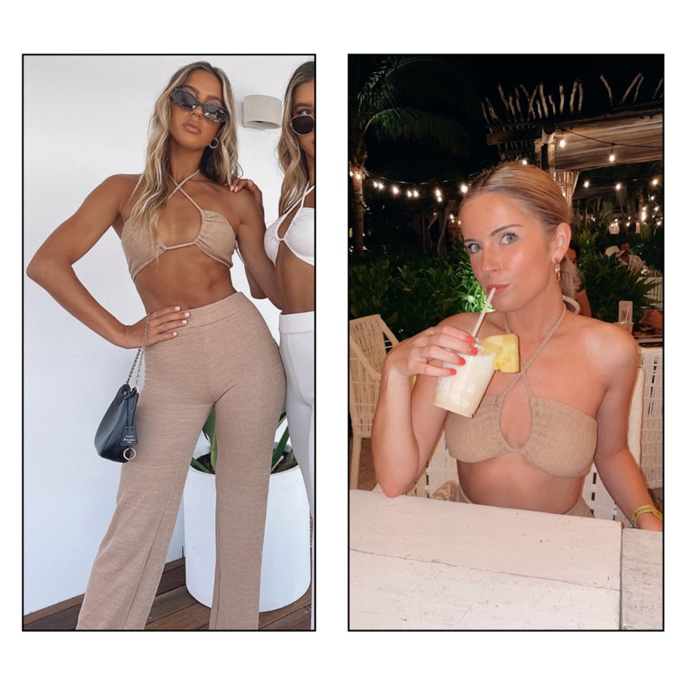 White Fox Boutique Halter Top and Pants Set